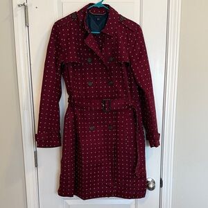 Tommy Hilfiger Burgundy Coat with White Geometric Print